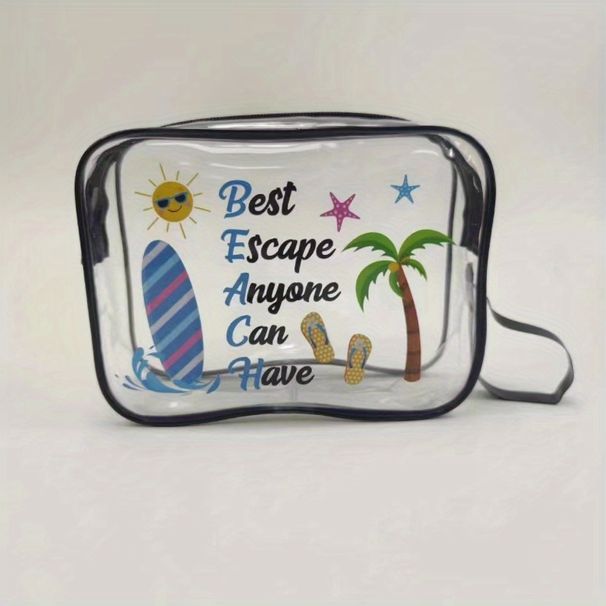 Printed Cosmetic Bag Transparent PVC Toiletry Bag Waterproof Travel Storage