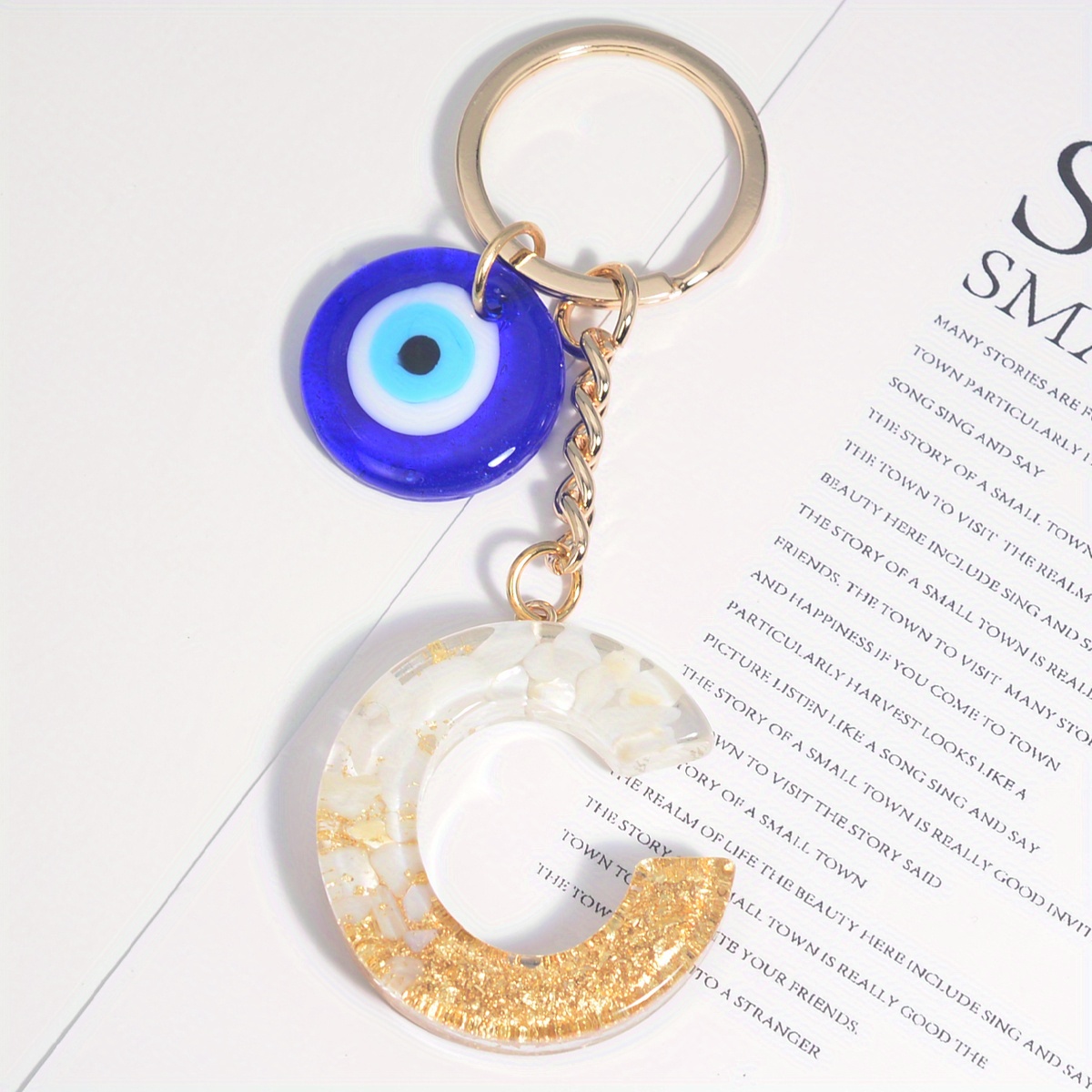 Initial Letter Keychain Evil Eye Keychain Glitter Amulet Key - Temu