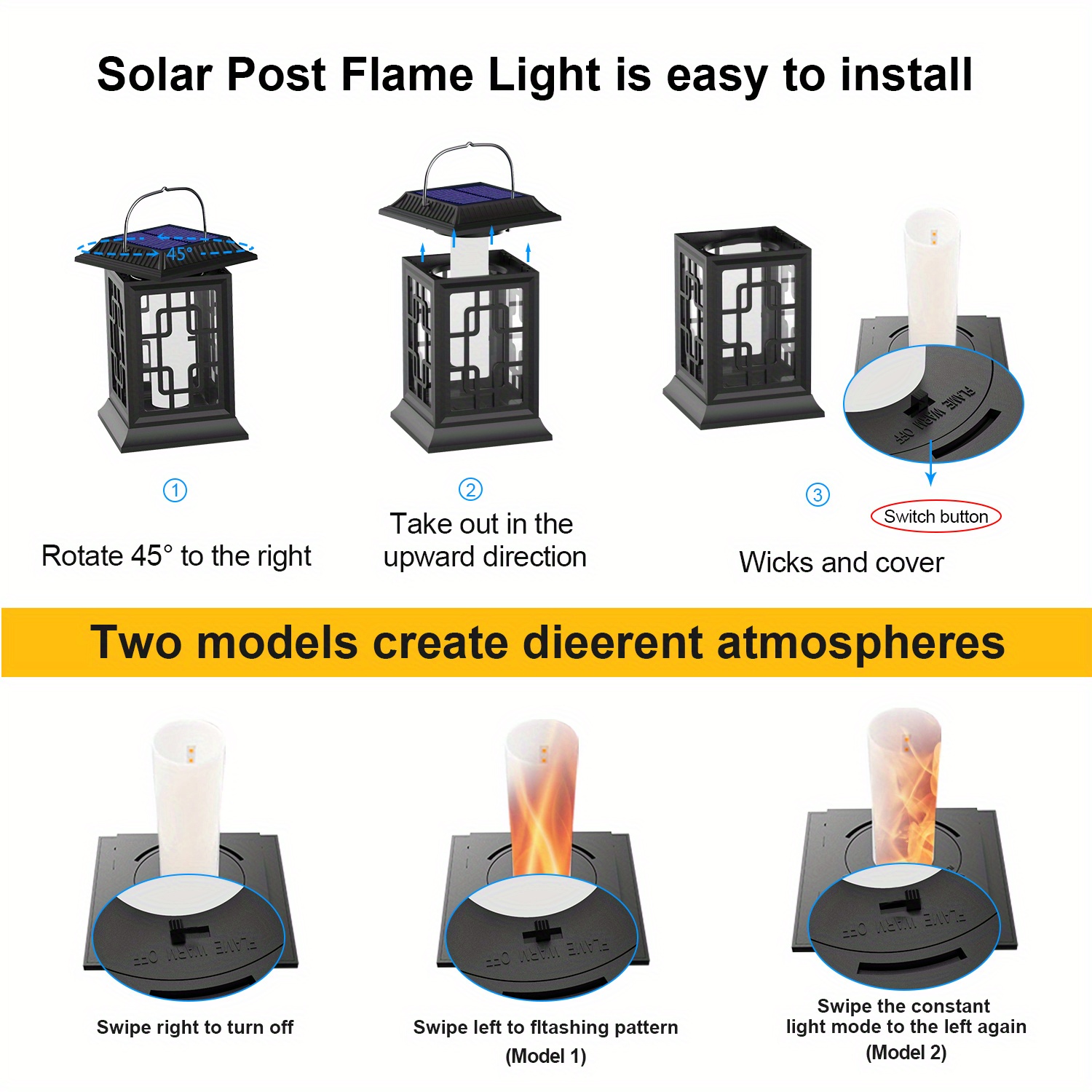 Kaliko Solar Lantern Outdoor Lights - Dancing Flame Effect