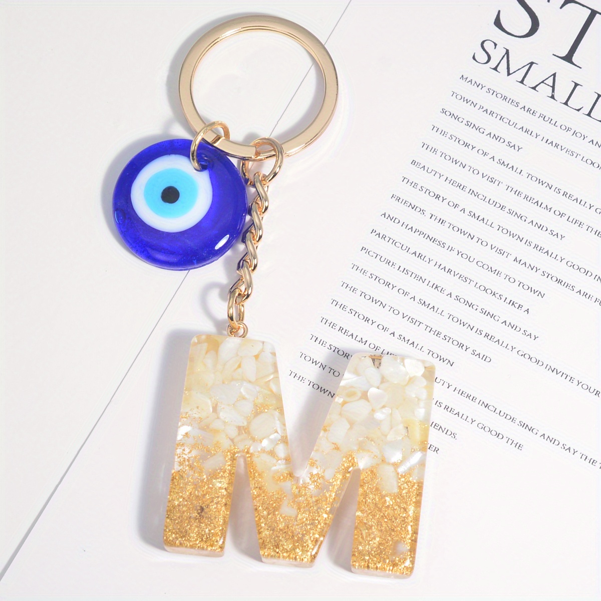 Light Blue Glitter Letter Initial Keychains