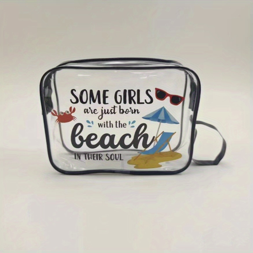 Printed Cosmetic Bag Transparent PVC Toiletry Bag Waterproof Travel Storage