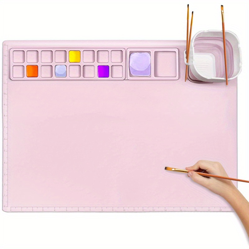 Silicone Painting Mat Silicone Art Mat with Cup and Brush Holders for A