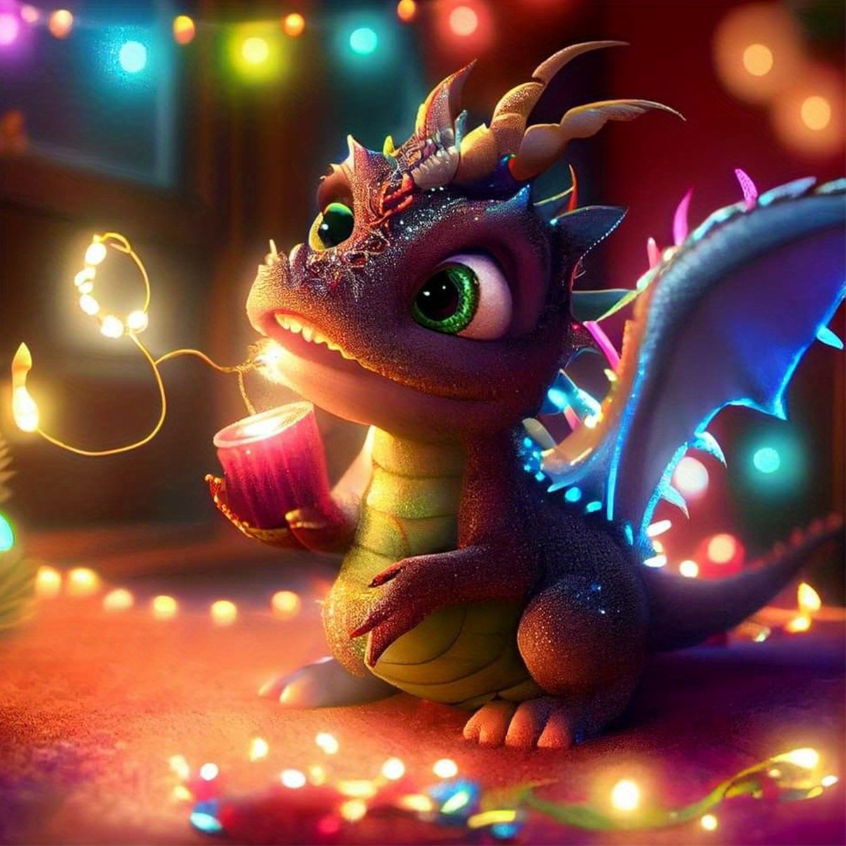 Diy Artificial Diamond Painting Cartoon Dragon Pattern Art - Temu