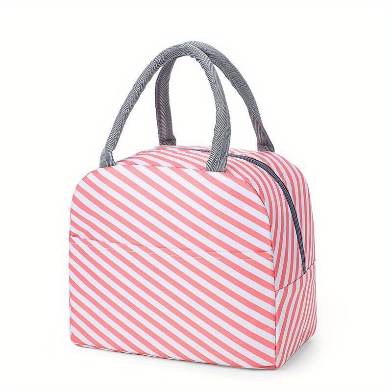 Pink Stripes Two Compartment Lunch Bag