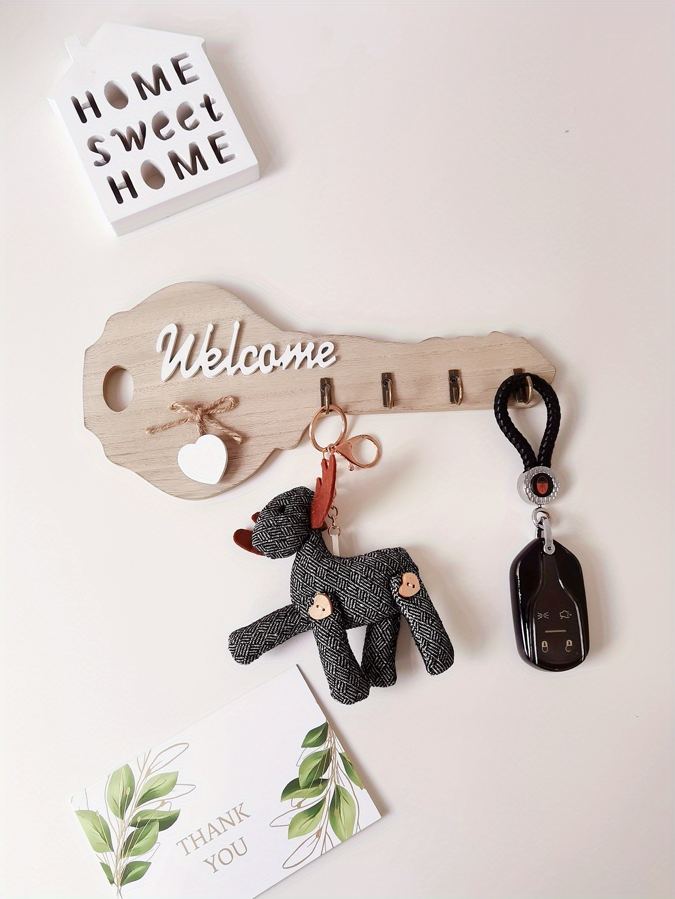 Wooden Key Holder For Wall Welcome Letter Key Hook Hanger - Temu