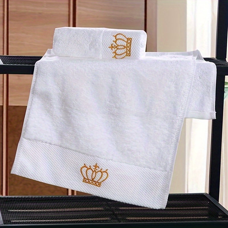 Kitchen Hand Towel Quilt Cloth Royal Crown Embroidered White