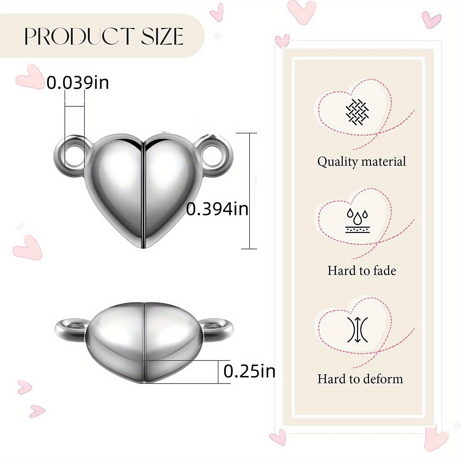 Heart Shaped Magnetic Clasps For Jewelry Golden Silvery - Temu