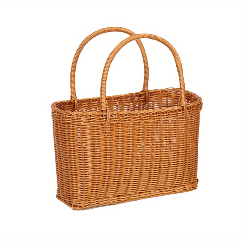 Stylish And Durable Rattan Wicker Shopping Basket With - Temu