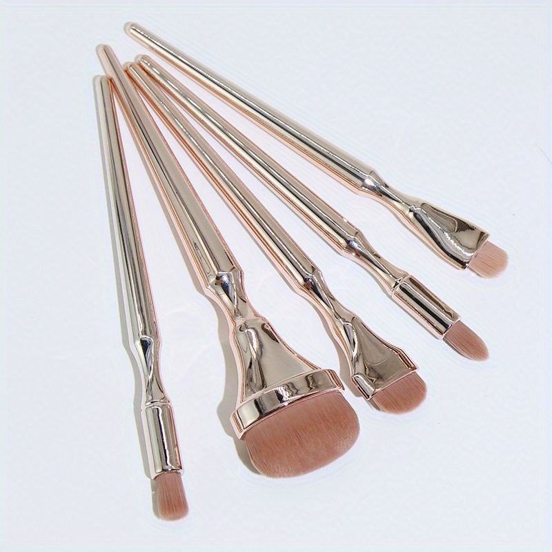 5 Rose Golden Makeup Brushes, Applicable To Full-face Makeup Brushes