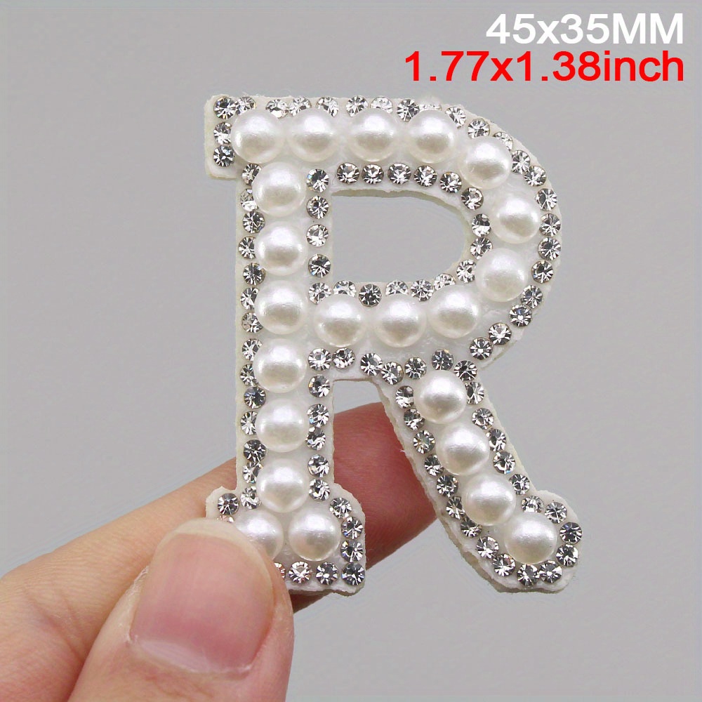 52 Pieces Self Adhesive Pearl Rhinestone Letter Patches AZ Bling Rhinestone  Letter Stickers Glitter Rhinestone Alphabet Appliques Initial Letter