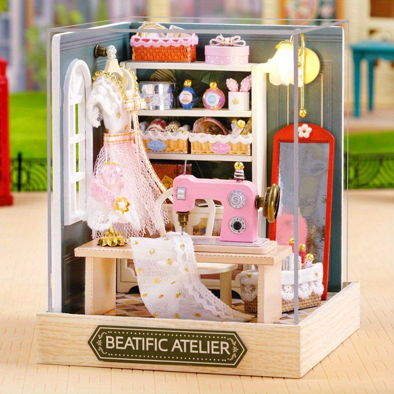 Mini Coffee House Model Kit with Furniture & Decorations