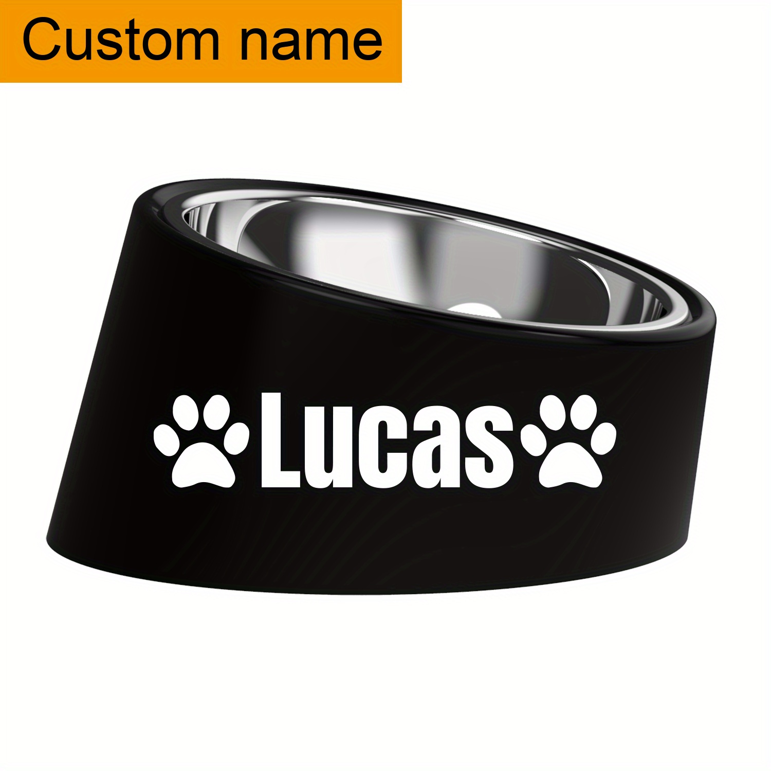 

Customizable 15° Tilted Dog Bowl - Personalize With Your Pet's Name - Perfect For Food & Water Bowls For Cats & Puppies (black)