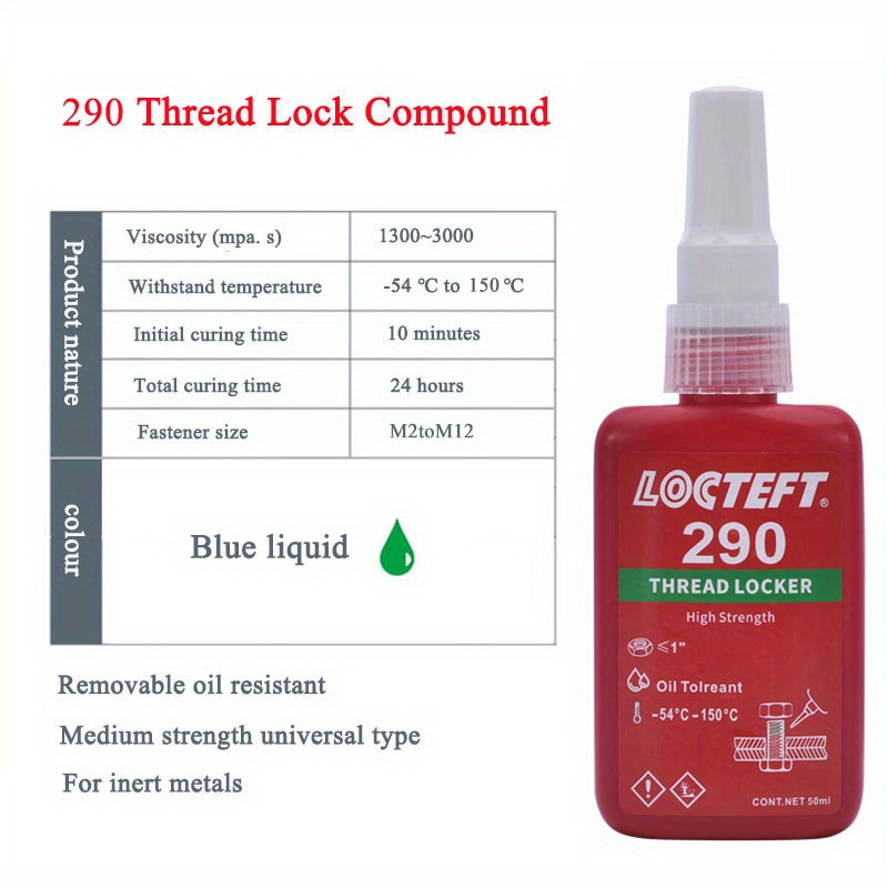 10ml Threadlocker Loctite 222 242 243 262 263 271 272 277 290 Blue