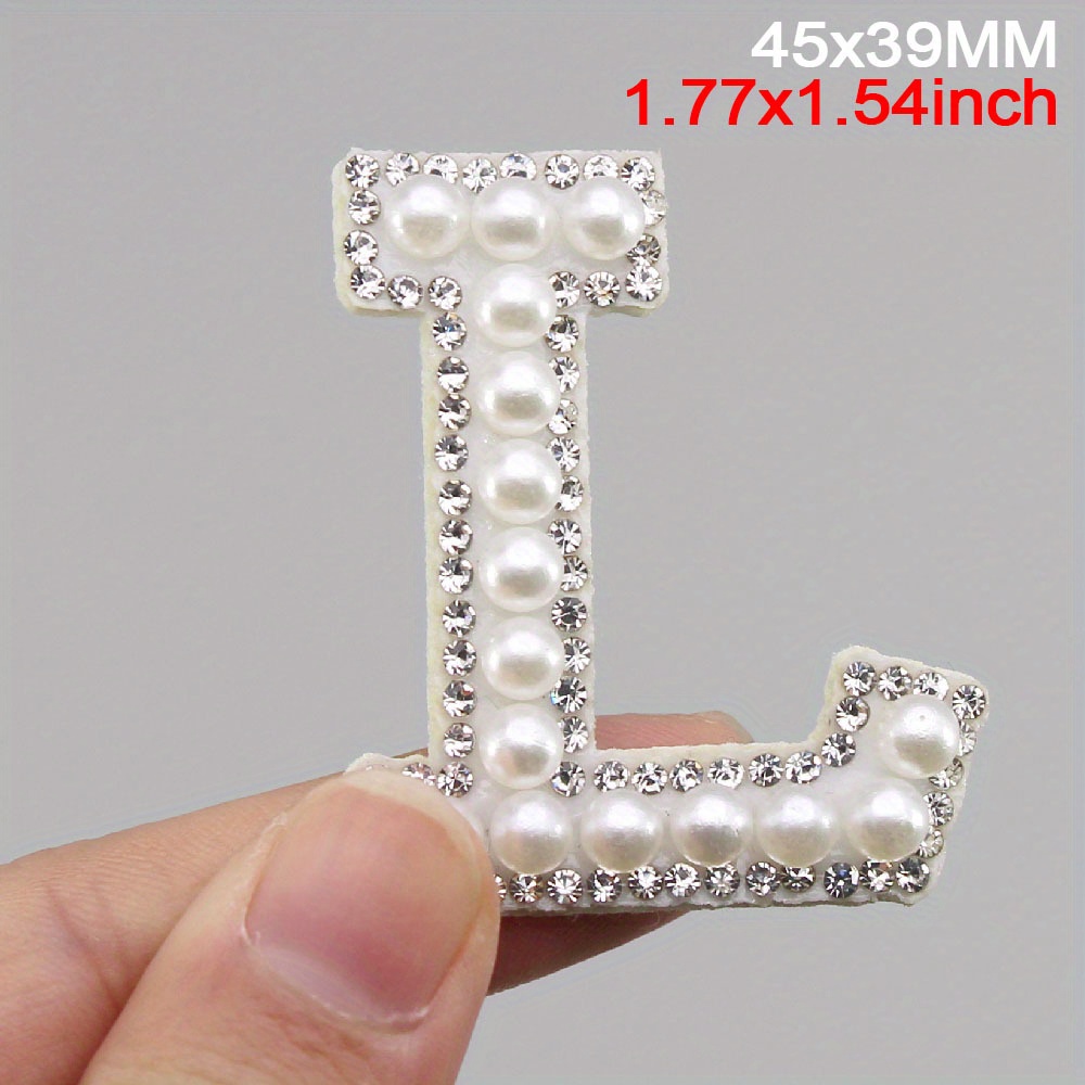 1Pcs Pearl Rhienstone Letter Patch A-Z English Alphabet Rhinestone Applique  Iron On Patches for Clothing Hats Bag Jeans DIY Name