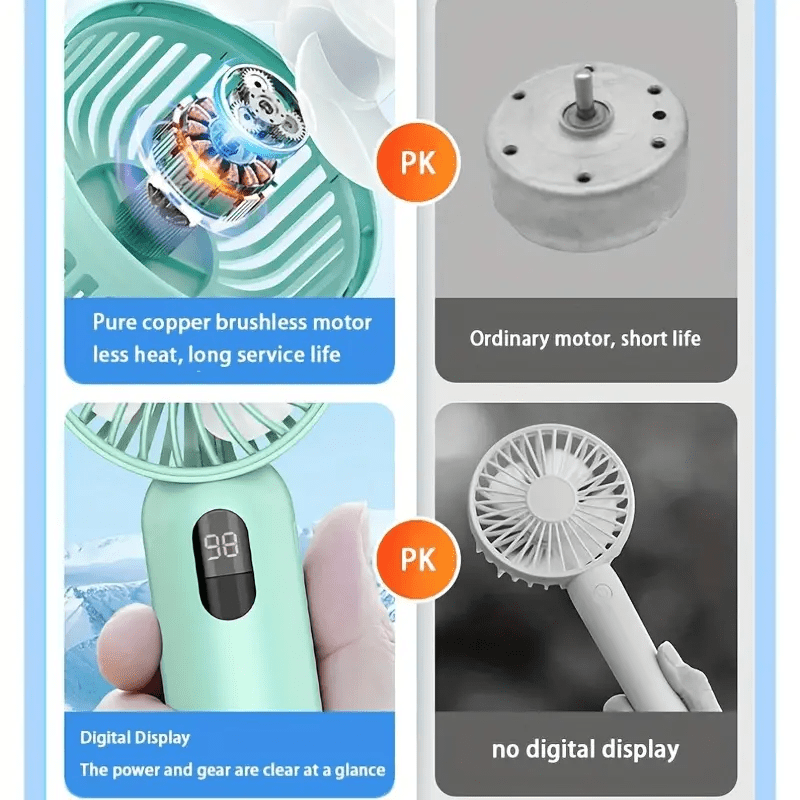 1pc new handheld mini fan portable usb charging office desktop electric fan silent and   portable for outdoor camping details 5