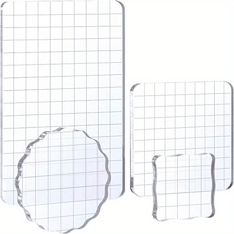 6Pieces Acrylic Stamp Block Clear Stamping Tools Set Grid Lines for  Scrapbooking
