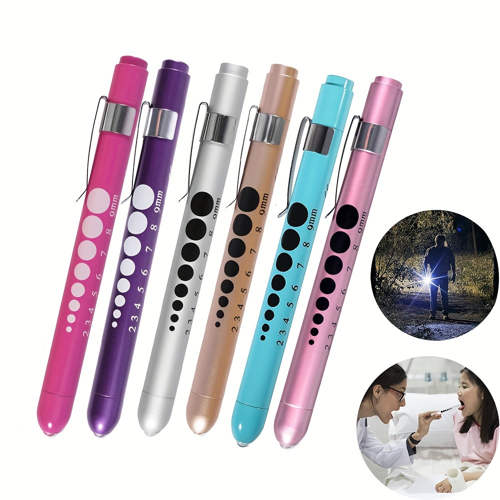 Aokin Medical Pen Light for Nurse Doctor, Reusable LED Medical Penlight  Flashlight with Pupil Gauge and Ruler, White Light, Sky Blue