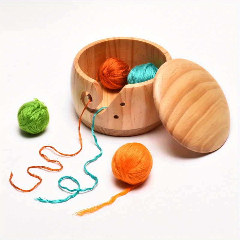 Pinewood Yarn Bowl Creative Knitting Wool Yarn Storage Bowl - Temu