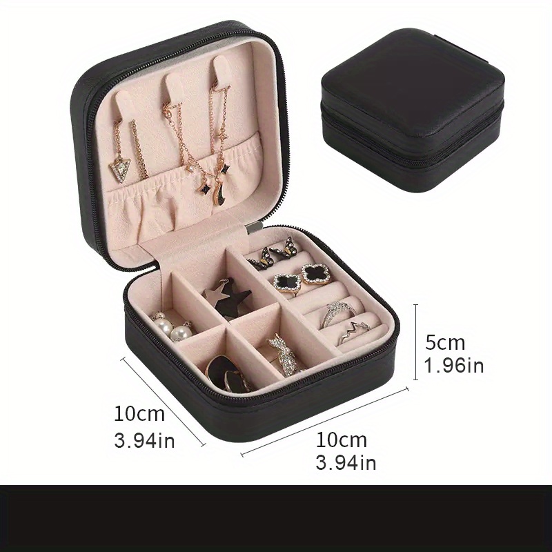 Travel Jewelry Box Pu Leather Small Jewelry Organizer For - Temu