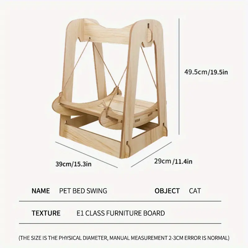 calming wooden cat beds for indoor cats cat hammock wood swing bed furniture pet toy details 0
