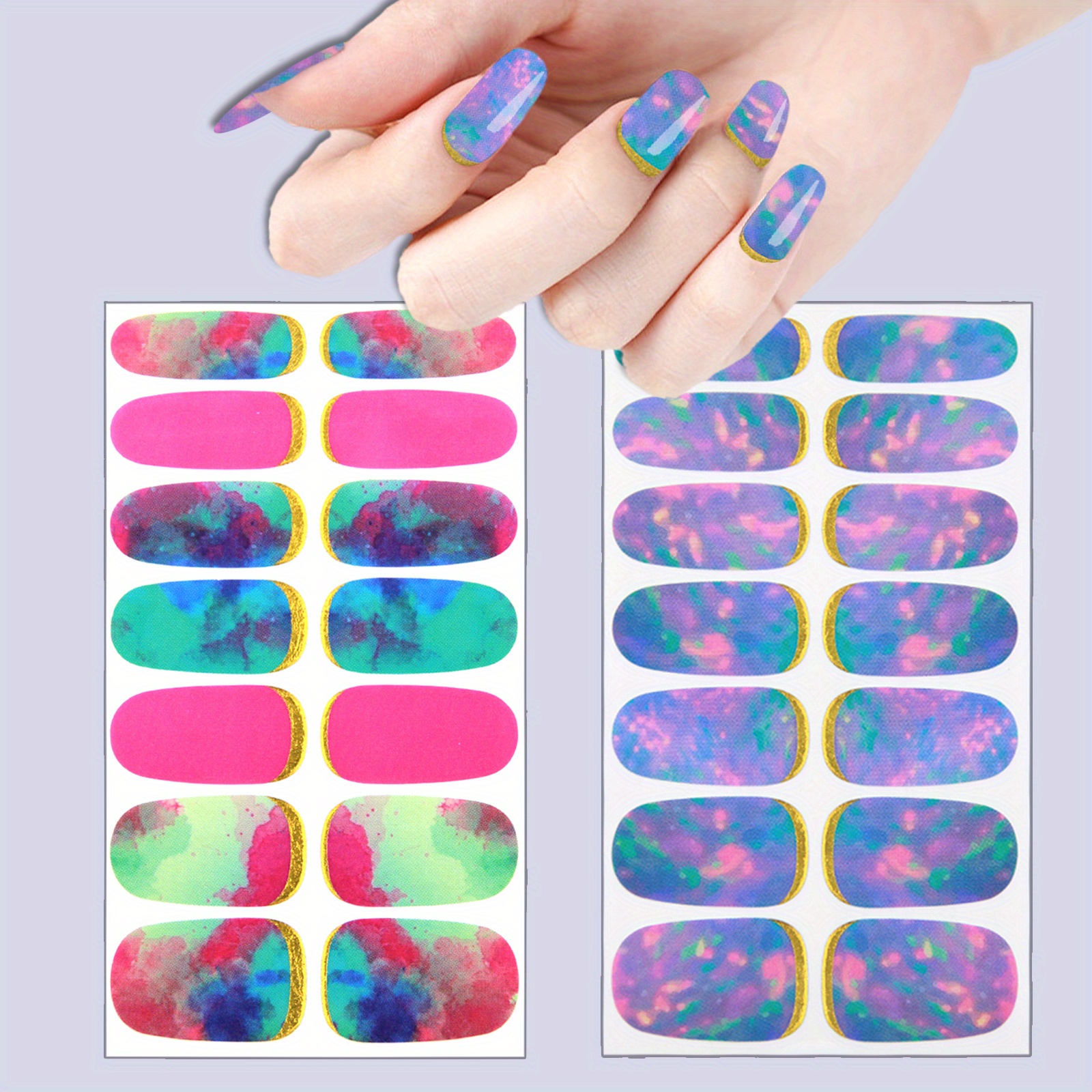 2 Sheets Full Cover Nail Stickers for Creative Nail Art