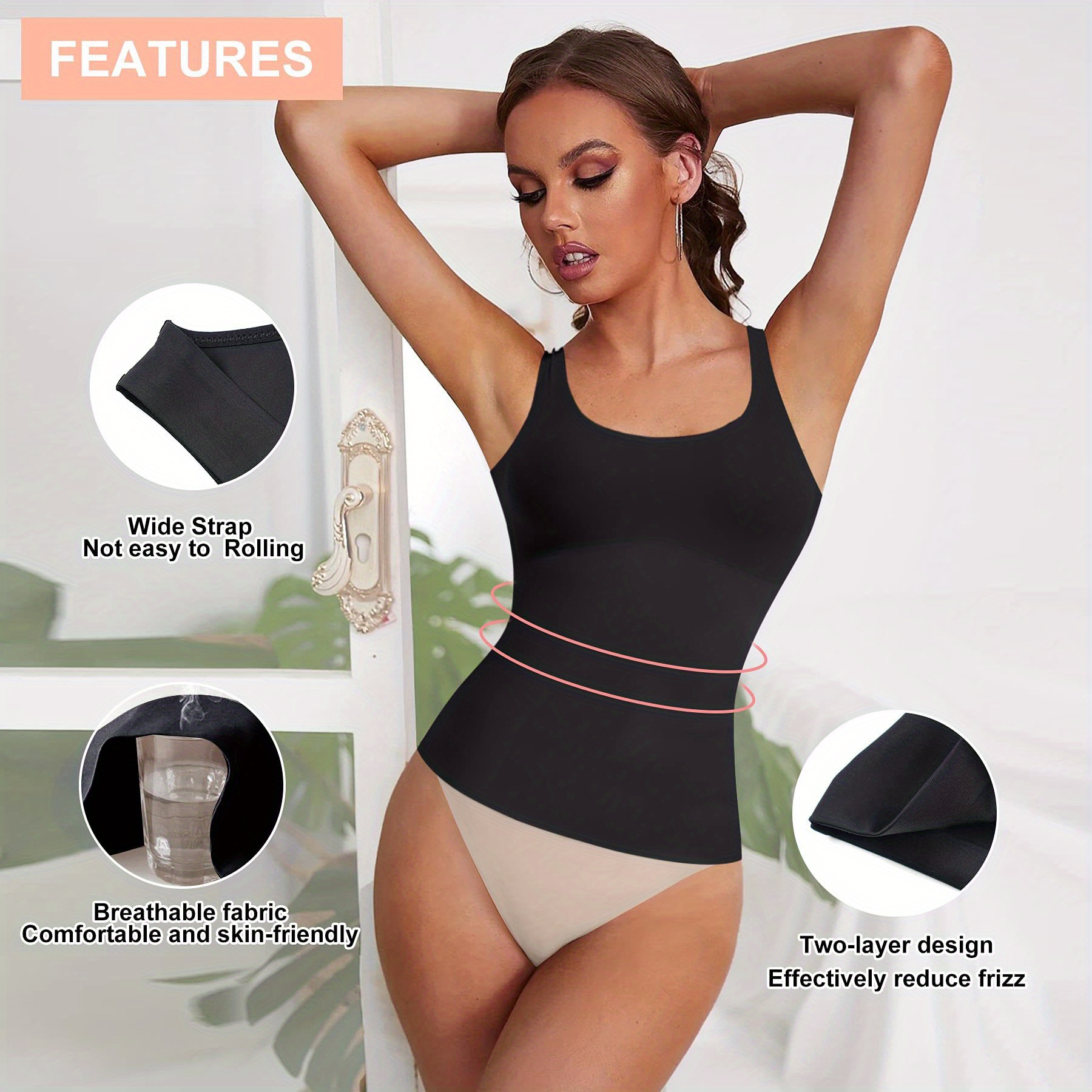Generic Women Shapewear S Tummy Control Camisoles Built In Bra Tank Slimming  Underwear Waist Trainer Vest Body Shaper Shirts