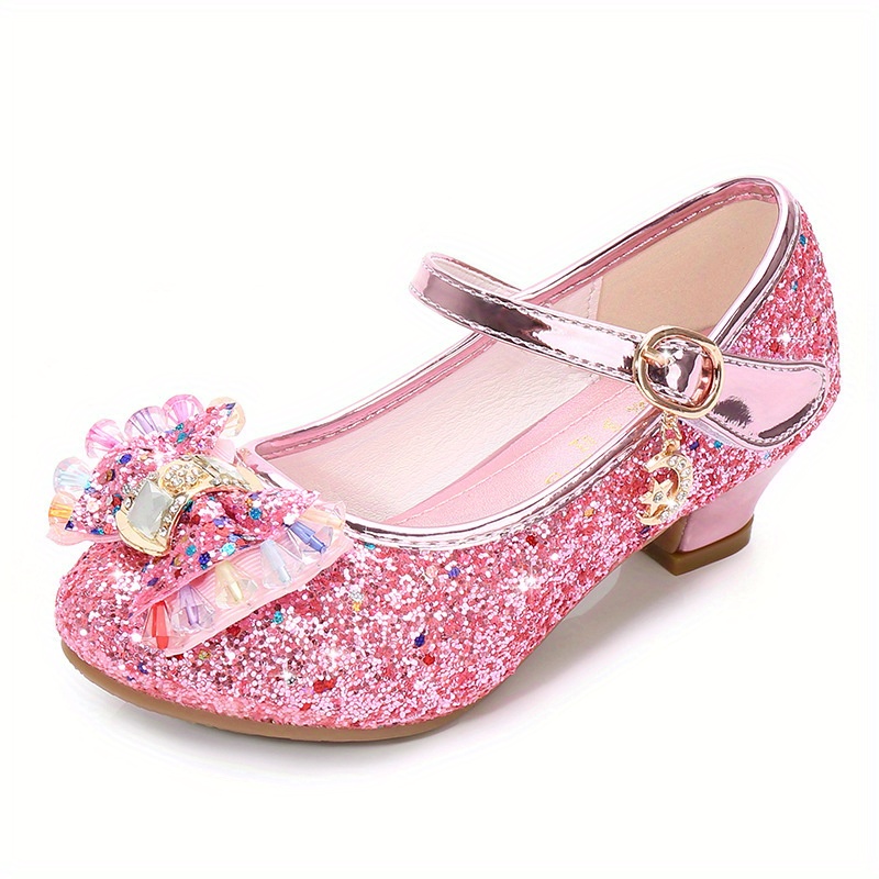 Zapatos Princesa Tacones Altos Lentejuelas Moda Niñas - Temu