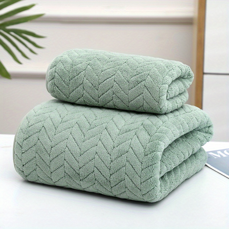 Leaf Pattern Towel Set Soft Hand Towel Bath Towel Household - Temu