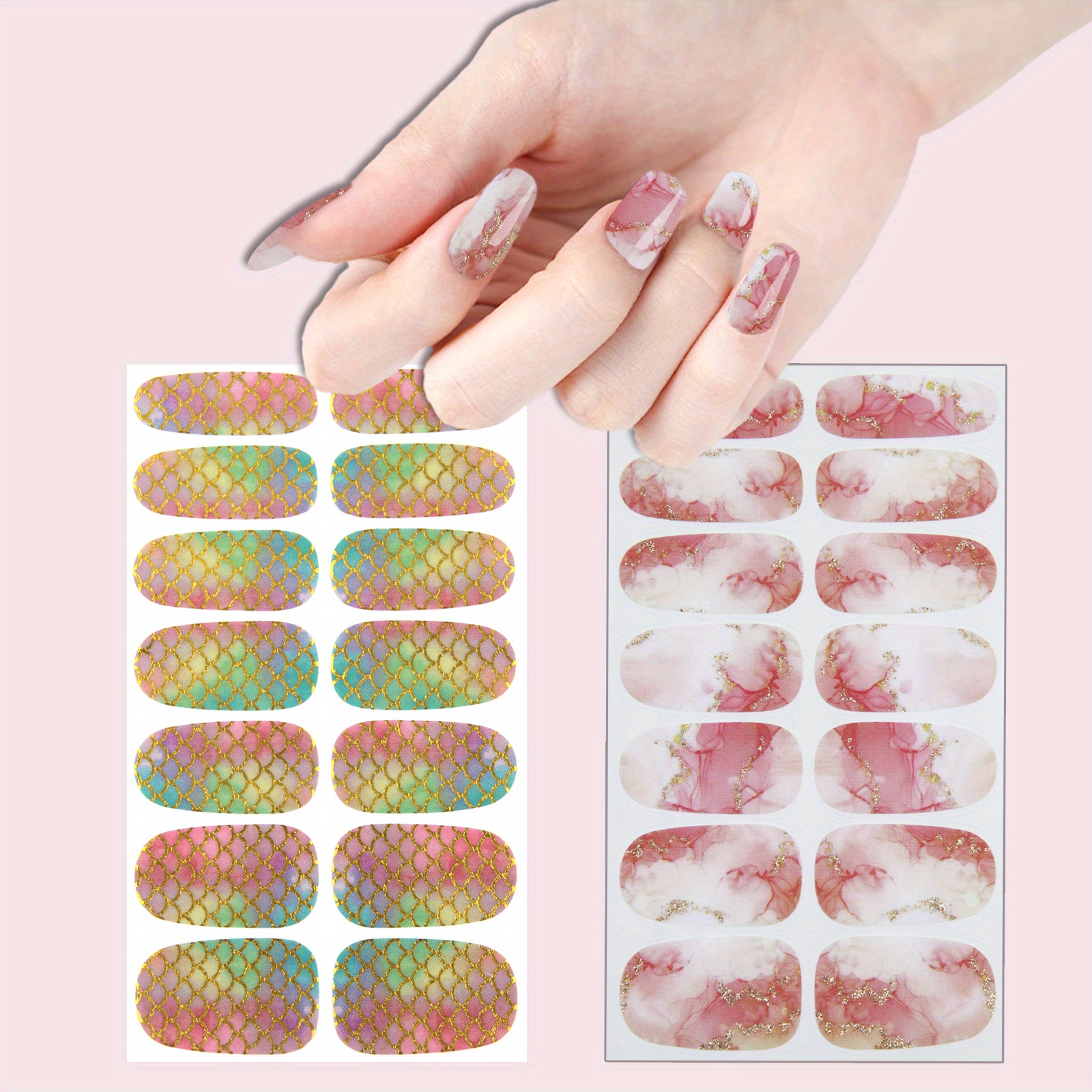 2 Sheets Full Cover Nail Stickers for Creative Nail Art