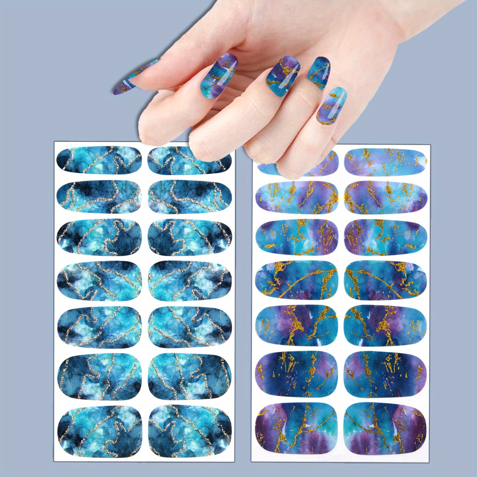 2 Sheets Full Cover Nail Stickers for Creative Nail Art