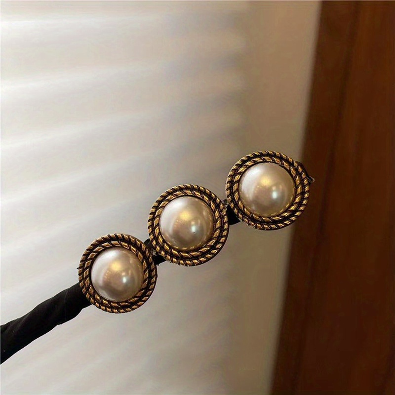 Elegant Pearl & Flower Hair Bun Maker - Vintage Style Resin Hair Styling Tool For Women, Hair Accessories
