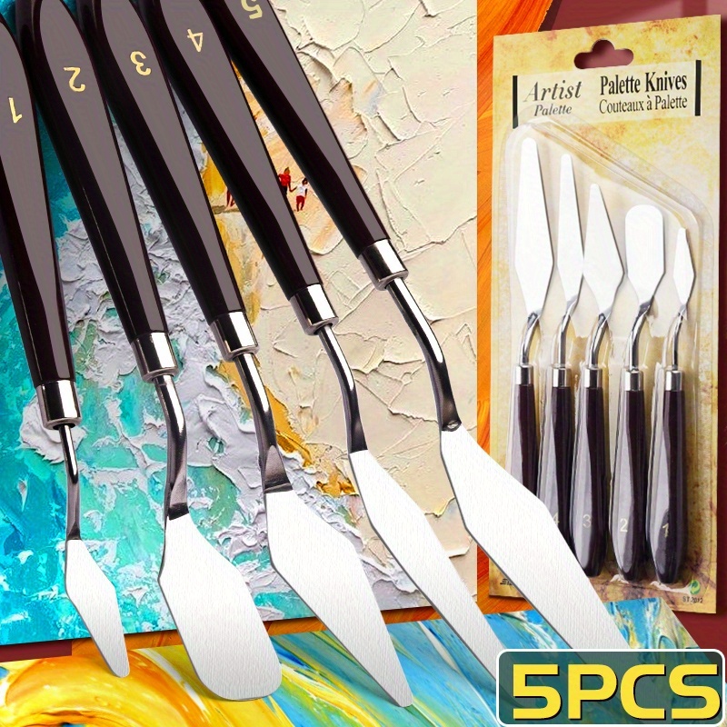 5-piece palette knife set stainless steel scraper oil painting color –  AOOKMIYA