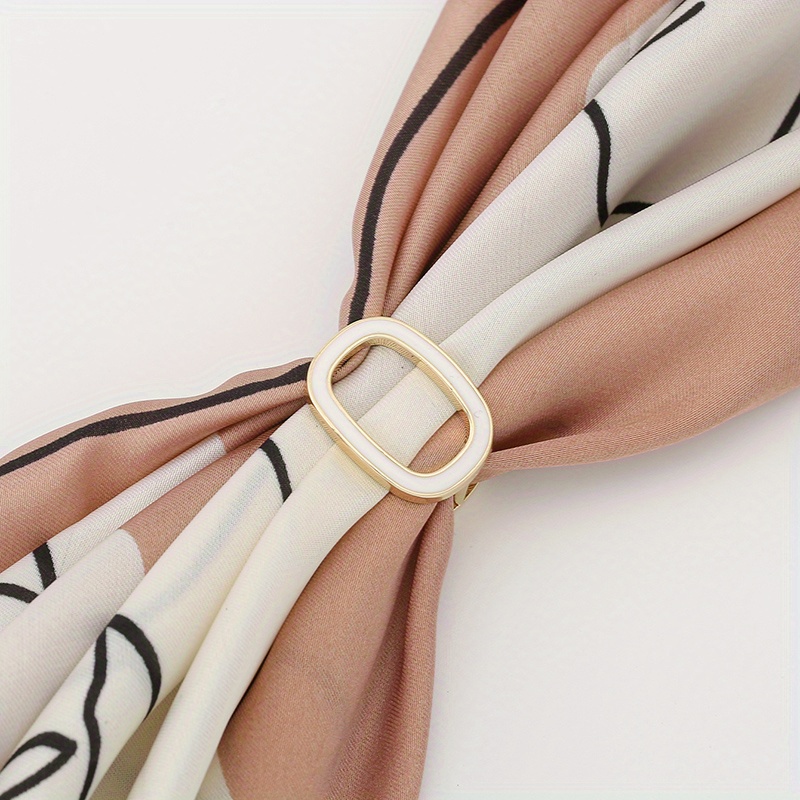 Simple Pearl Silk Scarf Buckle Elegant Pearl Scarf Ring Clip Pearl Shell  Small Square Scarf Buckle Ring Single Pearl Jacket Waist Closure Fashion