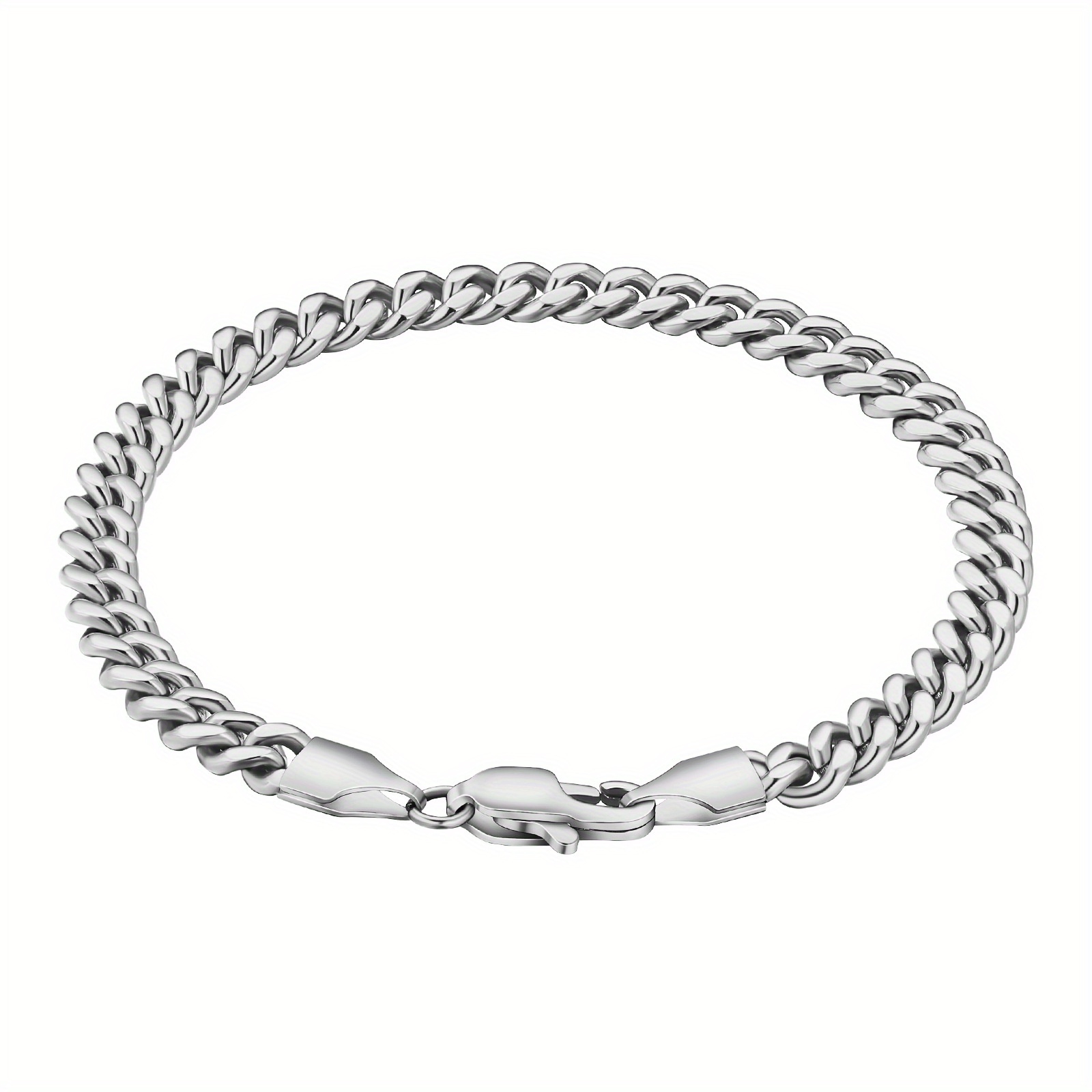 Silver Bracelet Chain 5mm Cuban Link Chain, Silver Bracelet Men