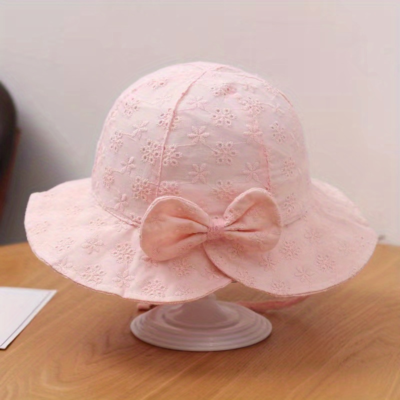 Baby Girls Lace Bow Fisherman's Sun Hat, Breathable Summer Outdoor  Sunscreen Princess Cap For Newborn Infant Kids Children