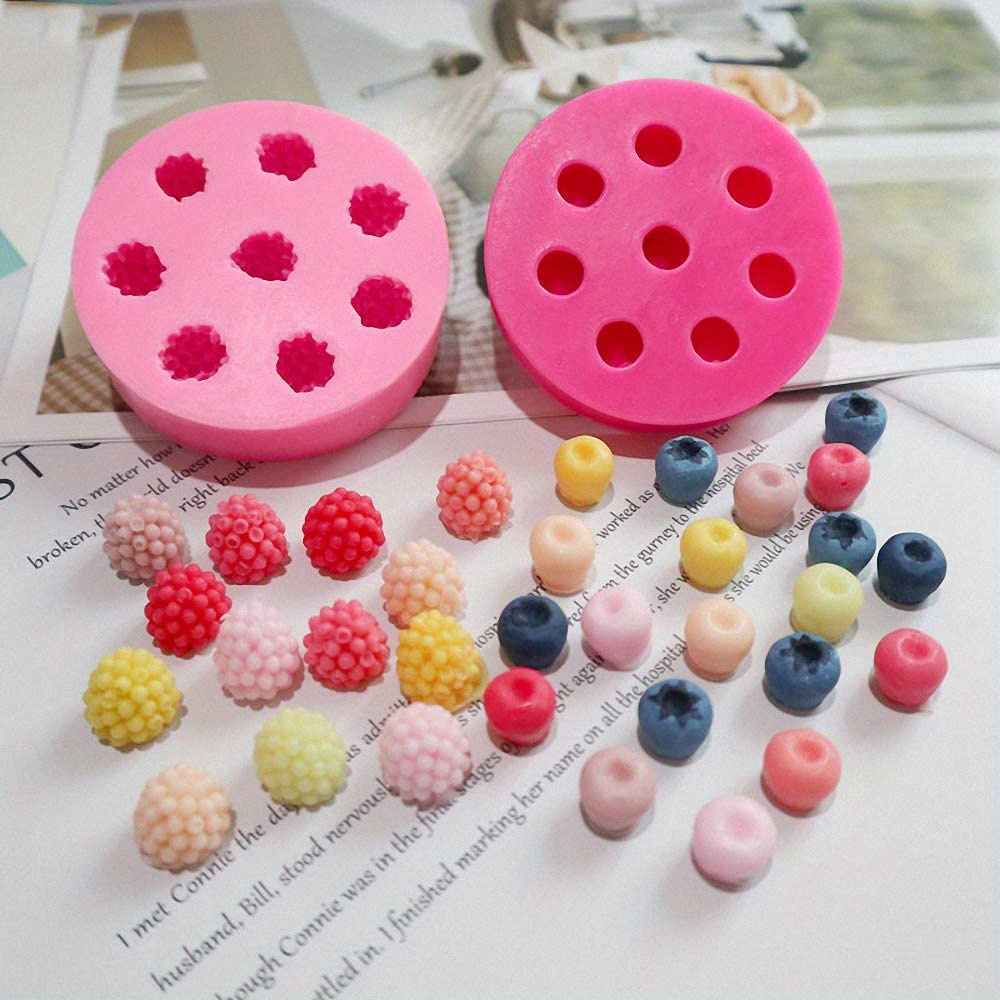 Stibadium 3D Mini Strawberry Silicone Fondant Molds Soap Candle Mulberry Wax Melts Molds Berries Chocolate Candy Mold for Cake Cupcake Topper Decoration, Size