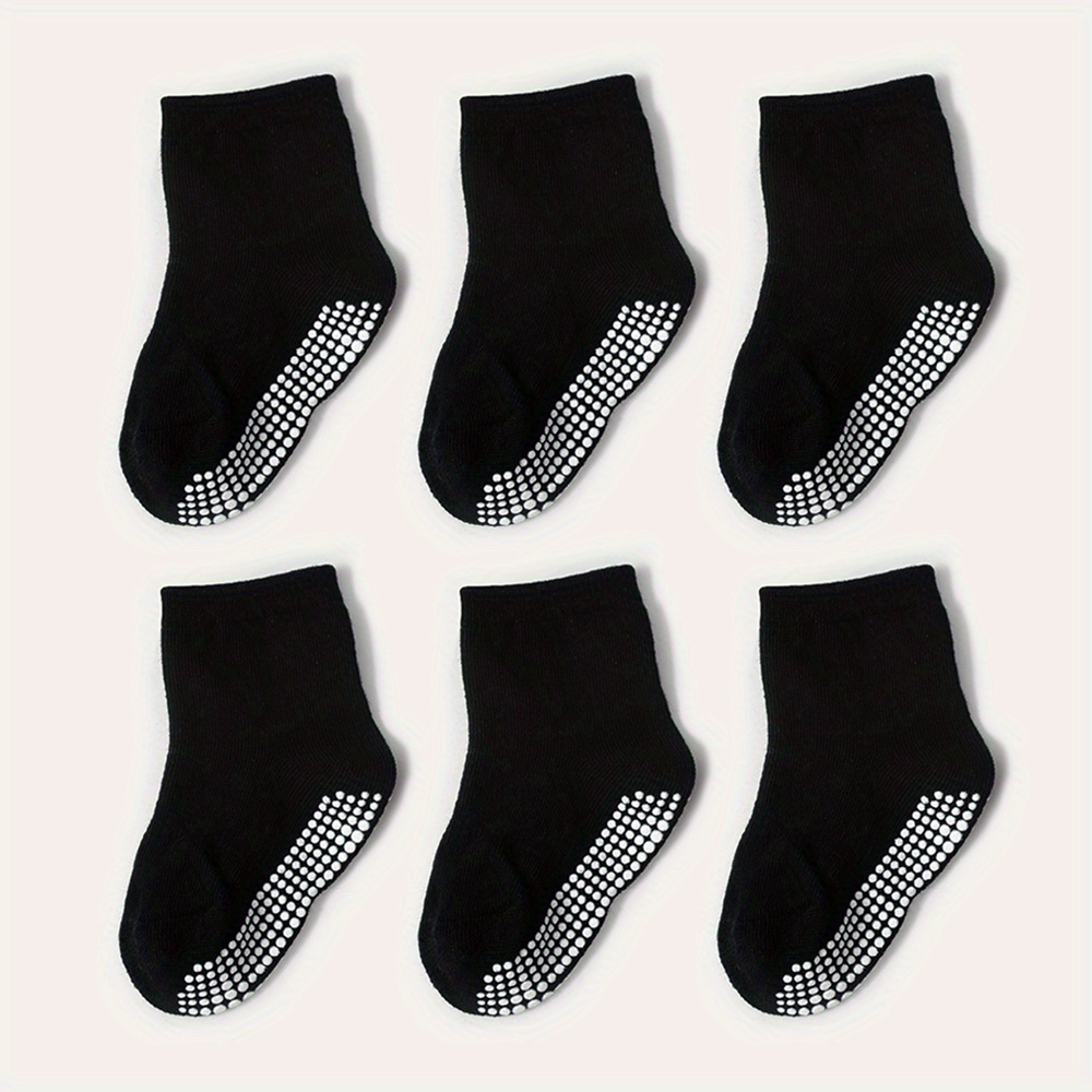 Image of 6pairs Baby Non-slip Floor Socks For Toddler Kids Boys Indoor Activities, Breathable Comfy Socks For