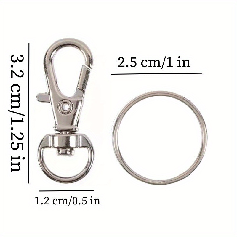 60 Pcs Keyring Rings Key Ring Hoops, Metal Key Ring Clips Swivel Lobster  Clasps