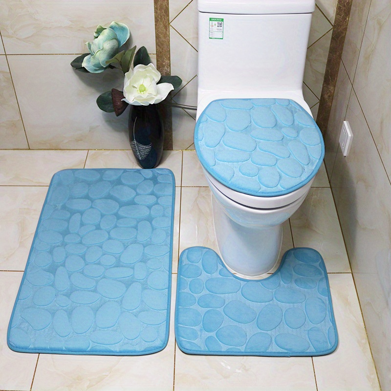 Unique Bargains Cobblestone Pattern Bathroom Rugs Polyester Bath