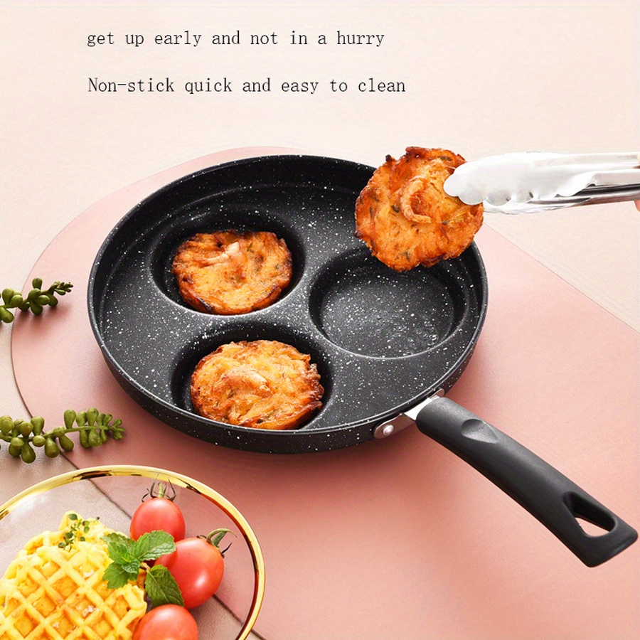 Egg Frying Pan, Fried Egg Pan With Lid Nonstick 3 Section Pancake
