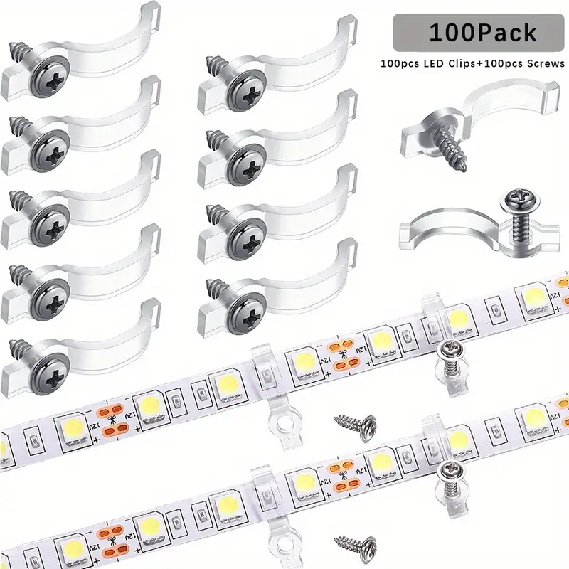 Led Strip Light Mounting Brackets Fixing Clips 100 Screws - Temu Australia