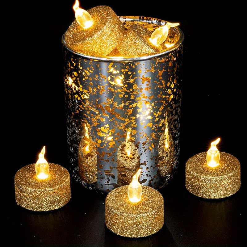 6 Pezzi Candele A Polvere Doro E Dargento, Lampada A Candela Elettronica A  Simulazione Fiamma Senza Fiamma A Led, Luce Tè, Compleanno, Matrimonio,  Festa, Vacanza, Luce Decorativa Scene Creative Indoor E Outdoor