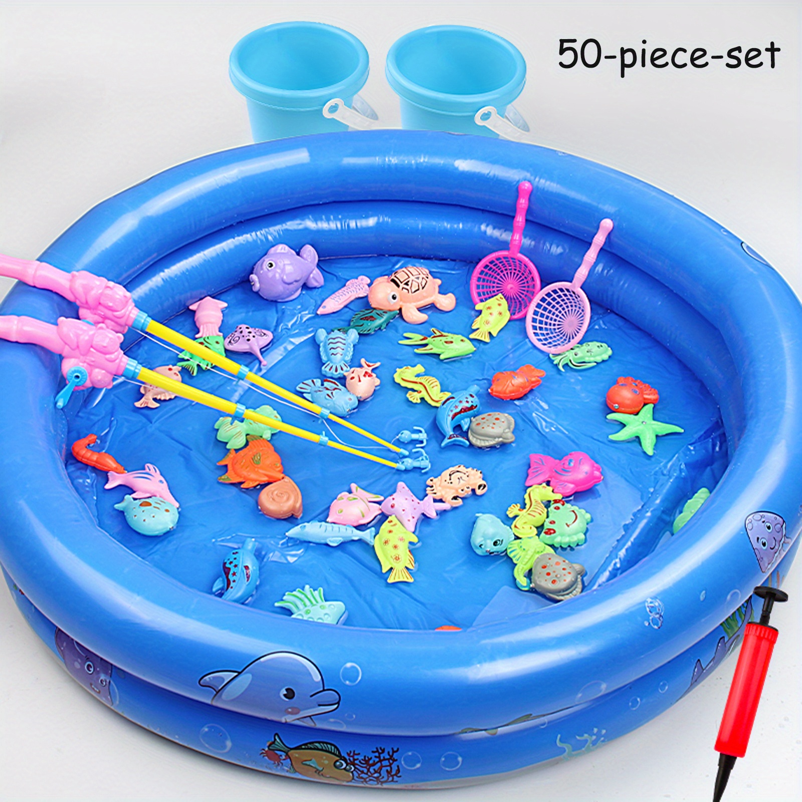 Fun Magnetic Fishing Game For Kids - Inflatable Swimming Pool Included!