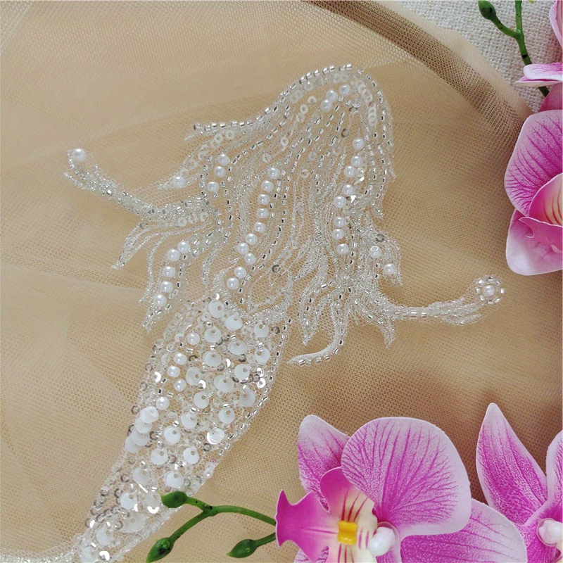 Mermaid Costume Lace Beaded Applique Three dimensional Patch Temu