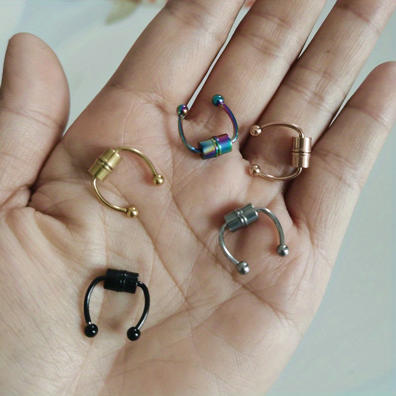 Punk Men's Nose Ring Stainless Steel False Ms Nasal Temu