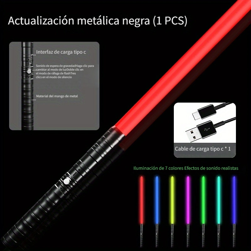 Sable emisor de luz emergente 2 en 1, juego de sables de luz retráctiles,  láser dual LED, mango realista para niños para el guerrero de la galaxia