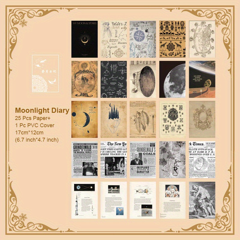 120 Pcs Vintage Papers for Scrapbooking, Junk Journal Paper Scrapbooking  Supplies, Retro Decoupage Paper for Journaling Aged Paper for Diary Bullet