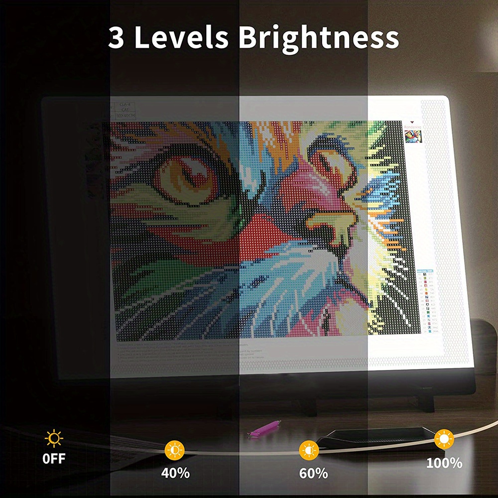 A4 A3 LED Light Pad For 5D Diamond Painting Kits, Adjustable Brightness  Light Board With Diamond Art Accessories Tools, Point diamond Pens Diamond  Emb