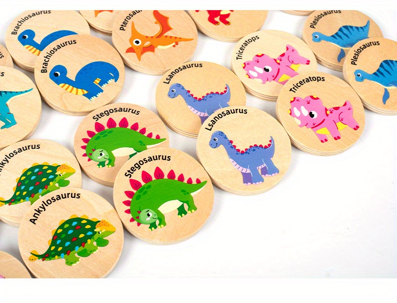 dinosaur matching game childrens puzzle dinosaur cognitive concentration memory training wooden toys halloween thanksgiving christmas gifts halloween decor thanksgiving christmas gift details 3