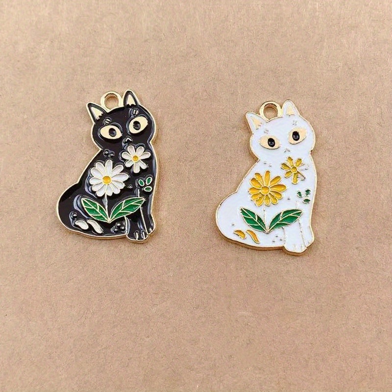 10pcs Enamel Cat Charms For Jewelry Making Cute Anime Earring Pendant  Bracelet